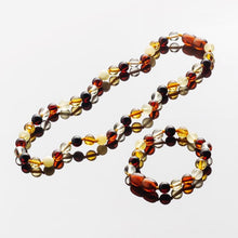 Load image into Gallery viewer, Baby&#39;s Amber Natural Teething Necklace and Bracelet Set, Mixed - BabysAmber.com